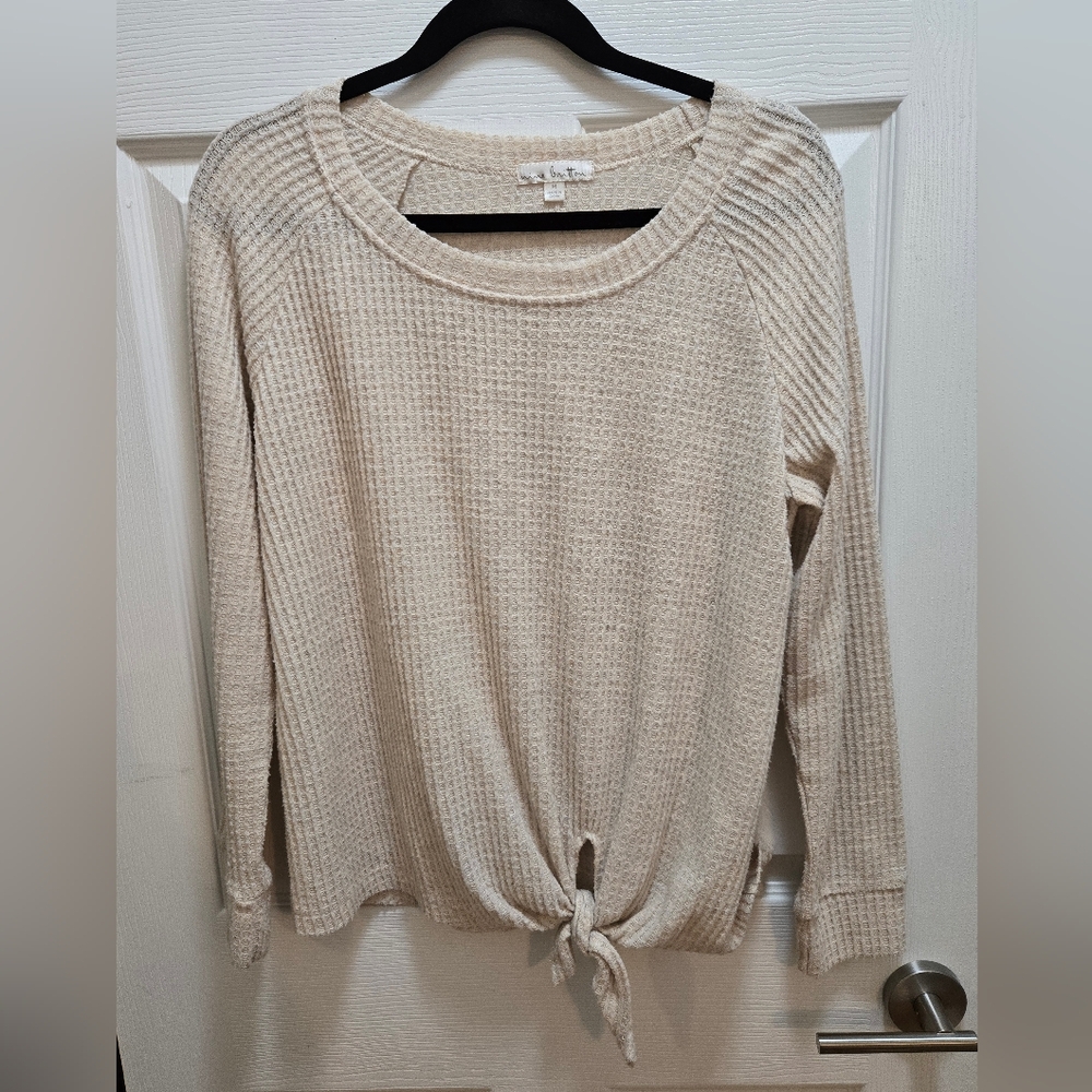 Nine Britton Cream Knit Sweater with Tie Front Size Medium